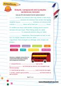 Simple, compound and complex sentences revision worksheet Simple, compound and complex sentences revision worksheet