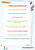 Solids and liquids quiz worksheet Solids and liquids quiz worksheet