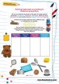 Sorting materials according to material properties worksheet Sorting materials according to material properties worksheet