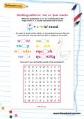 Spelling patterns: ‘wa’ or ‘qua’ words worksheet Spelling patterns: ‘wa’ or ‘qua’ words worksheet