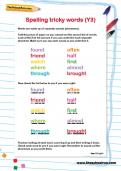 Spelling tricky words Y2 worksheet Spelling tricky words Y2 worksheet