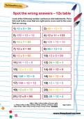 Spot the wrong answers: 12 times table worksheet Spot the wrong answers: 12 times table worksheet