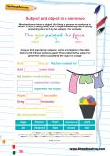 Subject and object in a sentence worksheet Subject and object in a sentence worksheet