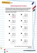 Subtracting decimal numbers worksheet Subtracting decimal numbers worksheet