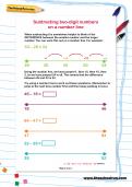 Subtracting two-digit numbers on a number line worksheet Subtracting two-digit numbers on a number line worksheet