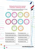 Telling the time to the nearest 5 minutes: matching activity Telling the time to the nearest 5 minutes: matching activity
