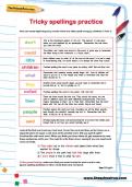 Tricky spellings practice worksheet Tricky spellings practice worksheet