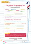 Tricky spellings worksheet: words containing ance Tricky spellings worksheet: words containing ance