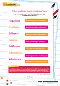 Tricky spelling words containing 'ence' worksheet Tricky spelling words containing 'ence' worksheet