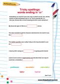 Tricky spellings: words ending in or worksheet Tricky spellings: words ending in or worksheet