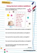 Using decimal notation (addition) worksheet Using decimal notation (addition) worksheet
