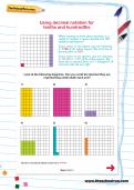 Using decimal notation for tenths and hundredths worksheet Using decimal notation for tenths and hundredths worksheet