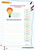 Using high frequency words in sentences worksheets Using high frequency words in sentences worksheets