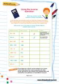 Using the inverse operation worksheet Using the inverse operation worksheet