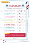 Using times tables to solve multiplication problems worksheet Using times tables to solve multiplication problems worksheet