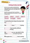 Using tricky words worksheet Using tricky words worksheet