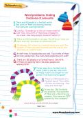 Word problems: finding fractions of amounts football worksheet Word problems: finding fractions of amounts football worksheet