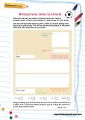 Writing frame - letter to a friend worksheet Writing frame - letter to a friend worksheet