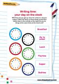 Writing time: your day on the clock worksheet Writing time: your day on the clock worksheet