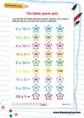 10 times table quick quiz worksheet