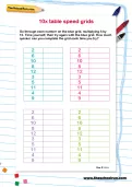 10 times table speed grids worksheet