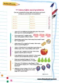 11 times table word problems worksheet