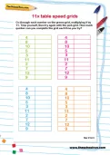 11 times table speed grids worksheet