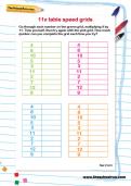 11 times table speed grids worksheet