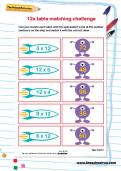 12 times table matching challenge worksheet