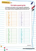 12 times table speed grids worksheet
