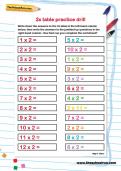 2 times table practice drill worksheet