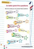 2x table quick-fire questions worksheet