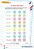 2 times table quick quiz worksheet