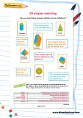 3D shapes matching worksheet
