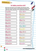 3 times table practice drill worksheet