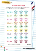 3 times table quick quiz worksheet