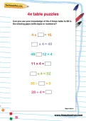 4 times table puzzles worksheet