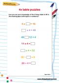 4 times table puzzles worksheet