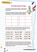 6 times table space bingo game