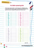 6 times table speed grids worksheet