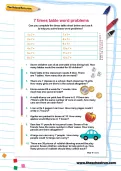 7 times table word problems worksheet