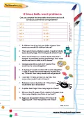 8 times table word problems worksheet