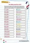 8 times table practice drill worksheet