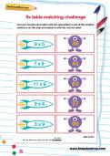 9 times table matching challenge worksheet