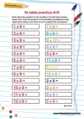 9 times table practice drill worksheet