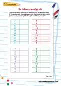9 times table speed grids worksheet
