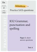 KS2 SATs Grammar, punctuation and spelling TheSchool Run practice paper A