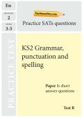 KS2 SATs Grammar, punctuation and spelling TheSchool Run practice paper B