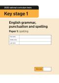 Key Stage 1 - 2022 English SATs Papers cover