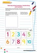 Starting school practice: handwriting and numbers